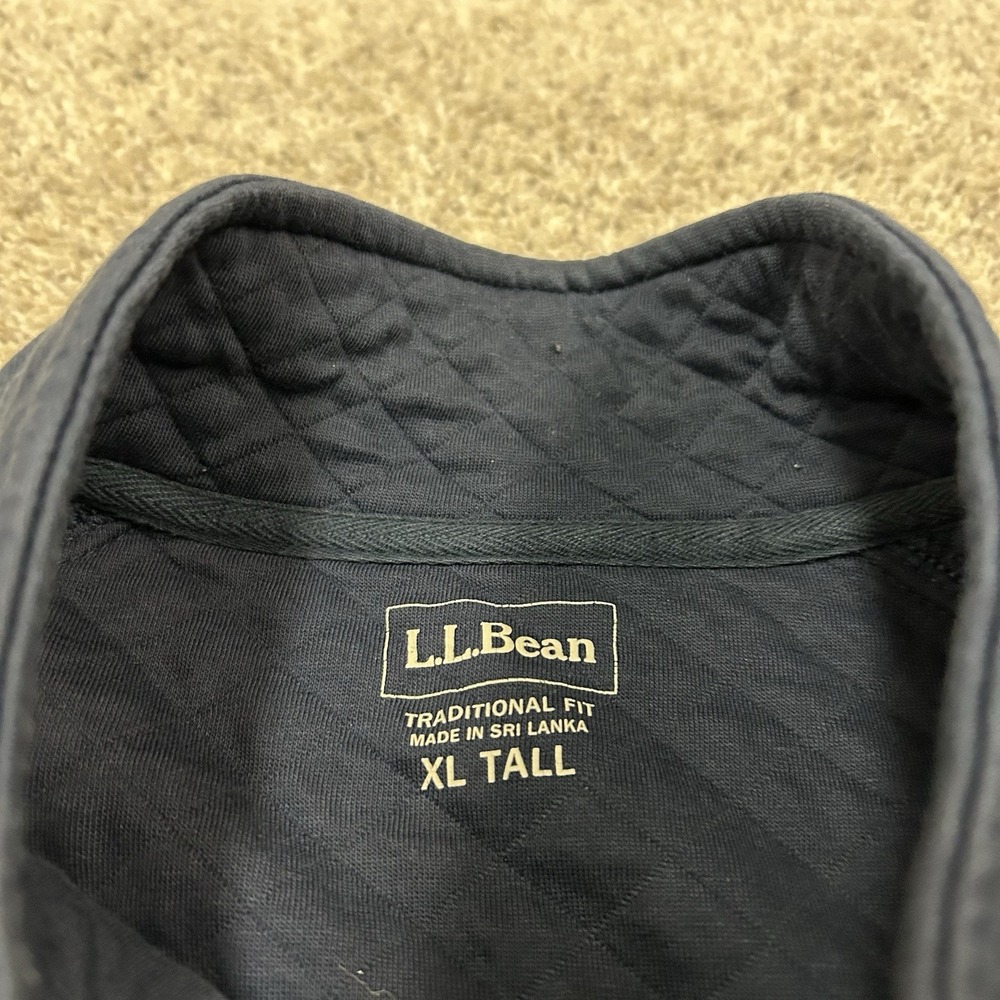 L.L. Bean Quilted 1/4 Sweater Mens XLT Tall Blue Pullover Traditonal Fit (Flaws) - Picture 9 of 10